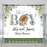Lofaris Oh Boy Rugby Custom Name Twins Baby Shower Backdrop